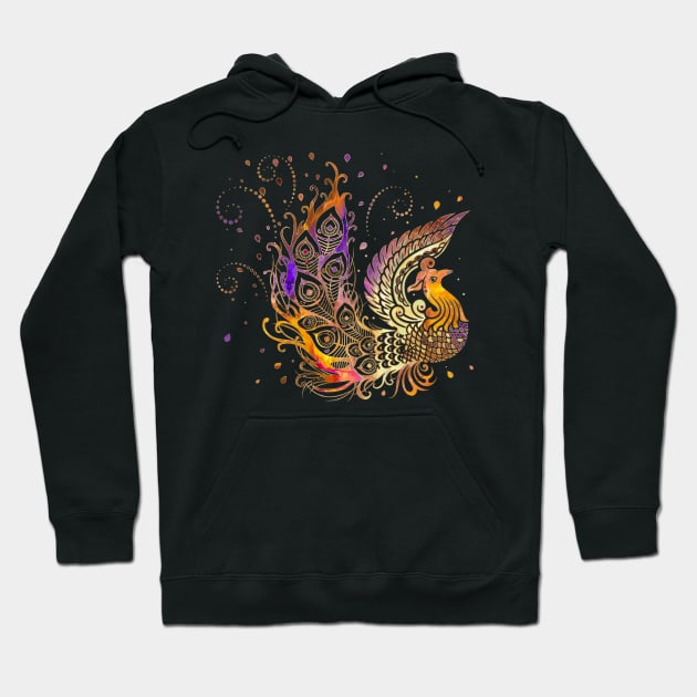 Fire Phoenix Bird Hoodie by Nartissima